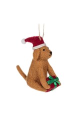 Christmas Dog w Present Ornament