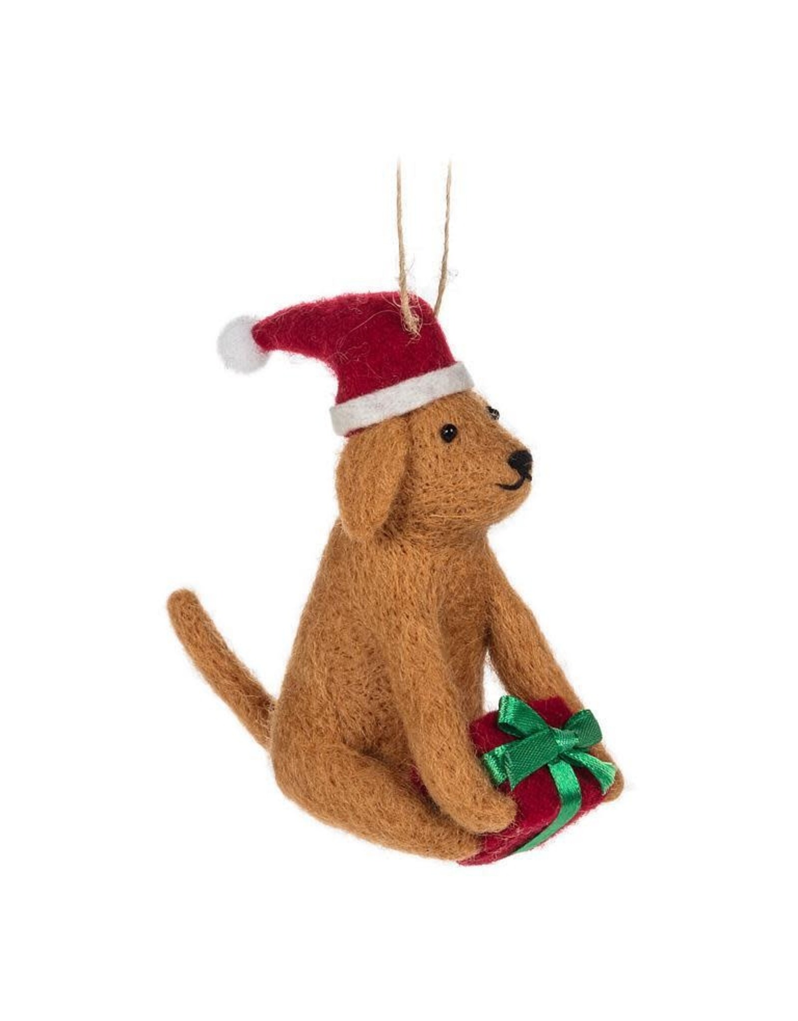 Christmas Dog w Present Ornament