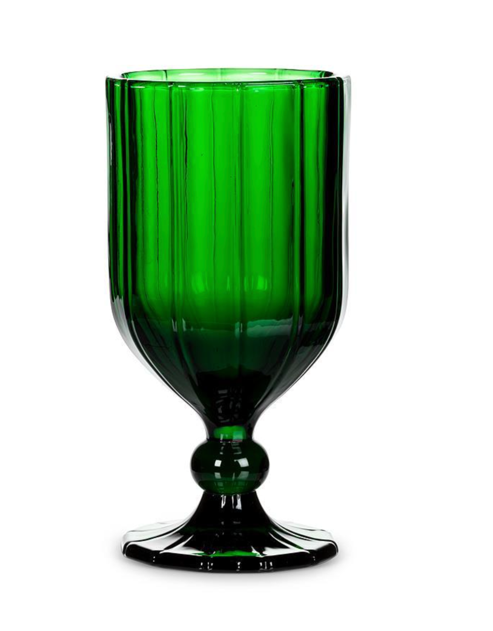 Panel Goblet Green- Set of 4 -12oz