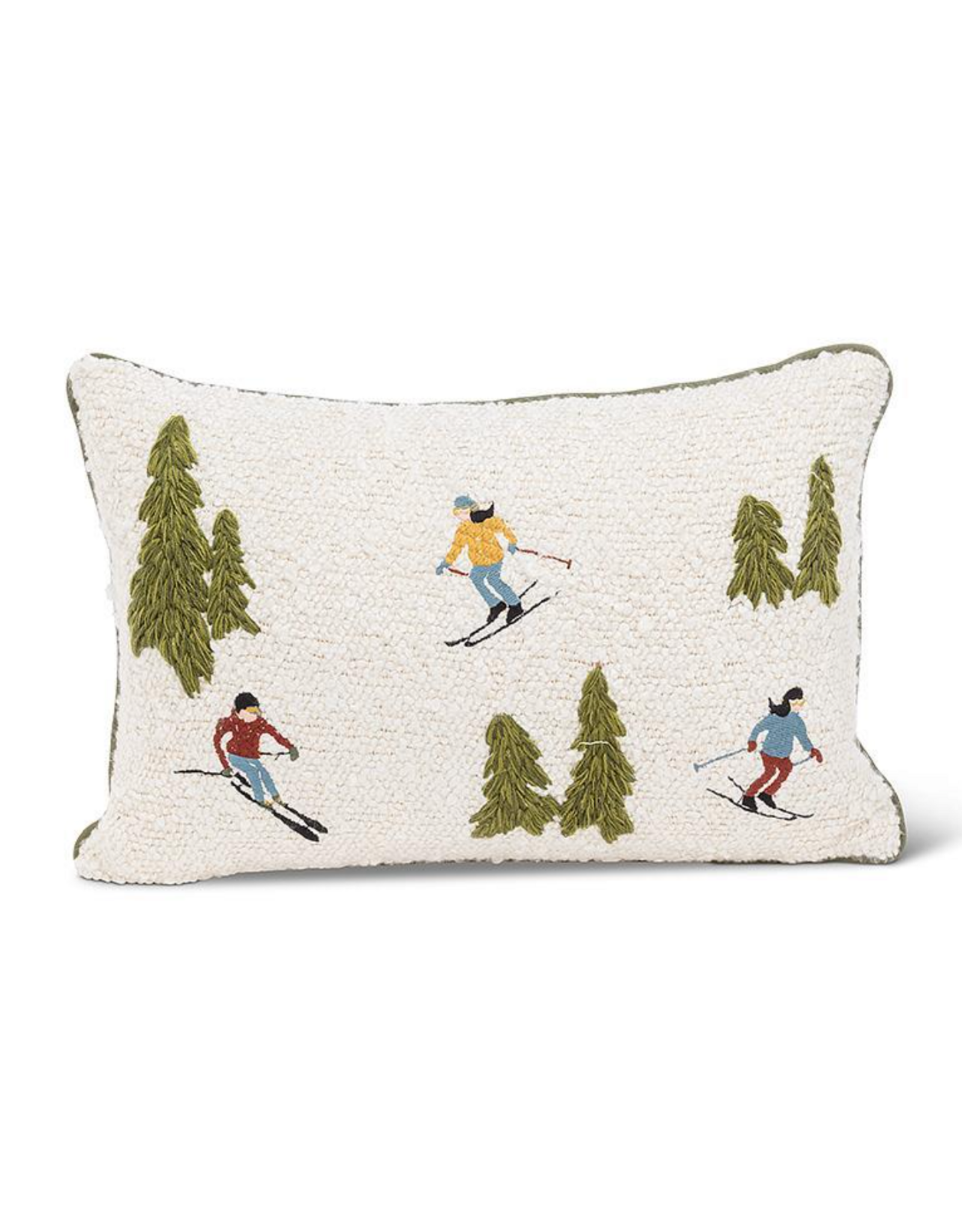 Boucle Ski Scene Pillow - 12"x18"