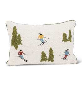 Boucle Ski Scene Pillow - 12"x18"