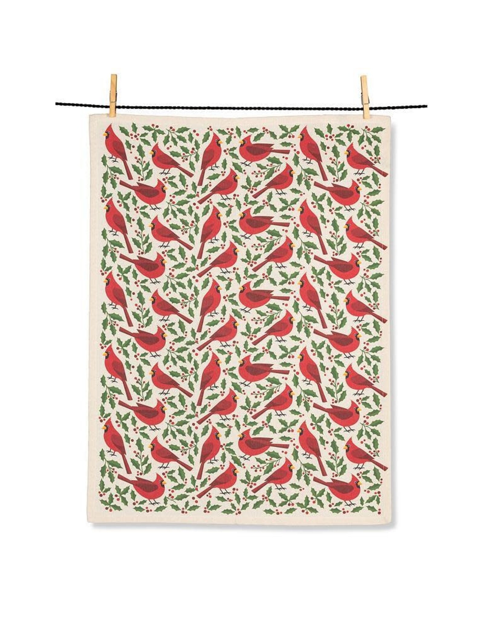 Cardinals & Holly Tea Towel
