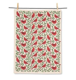 Cardinals & Holly Tea Towel