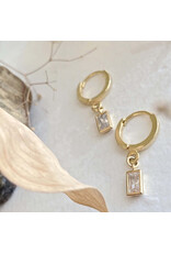 Pika & Bear Cheshire Baguette Gem Charm Hugger Hoop Earrings - Gold