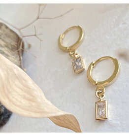 Pika & Bear Cheshire Baguette Gem Charm Hugger Hoop Earrings - Gold