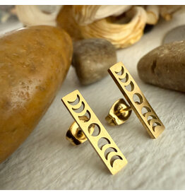 Pika & Bear Synodic Moon Phase Stud Earrings - Gold