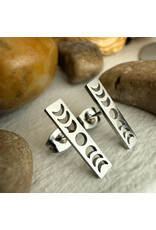 Pika & Bear Synodic Moon Phase Stud Earrings - Silver