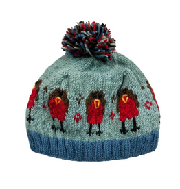 Knitted Birdie Hat - Blue