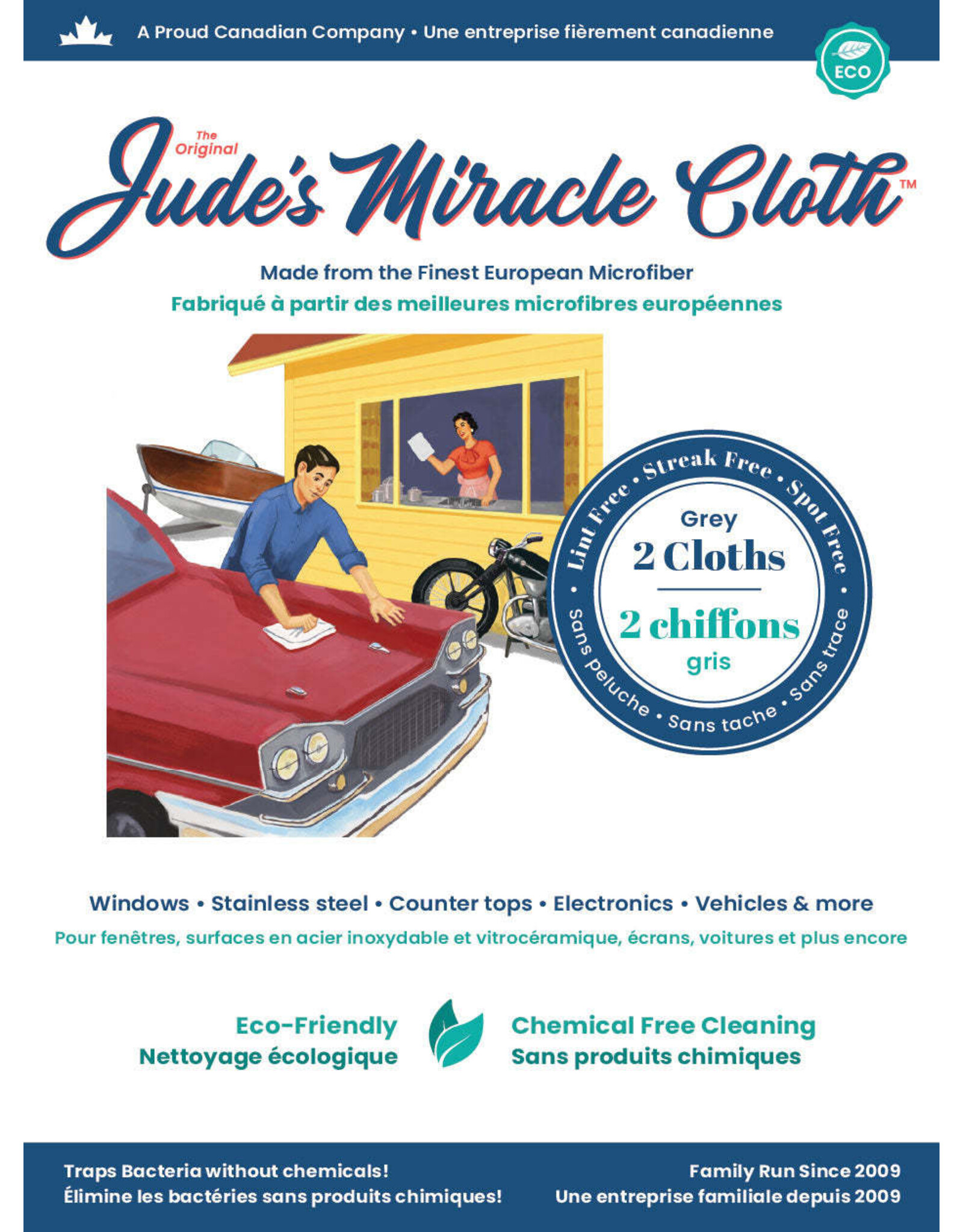 Jude's Miracle Cloth - 2 Grey Car Cloths