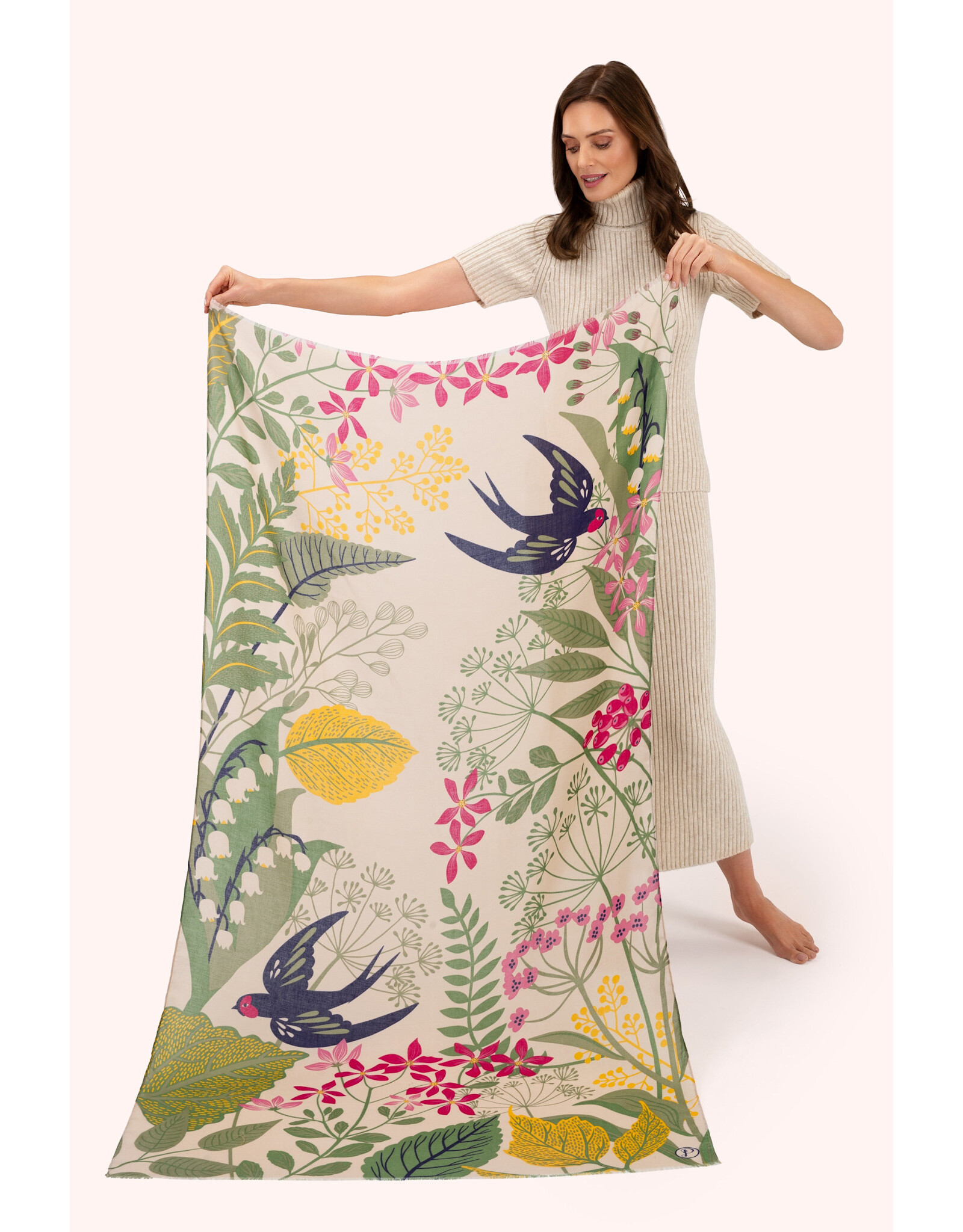 Powder Design Print Scarf - Swooping Swallows