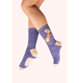 Powder Design Glitter Ankle Socks - Skating Deer