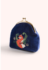 Powder Design Velvet Coin Purse - Elegant Fox