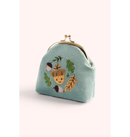 Powder Design Velvet Coin Purse - Happy Acorn
