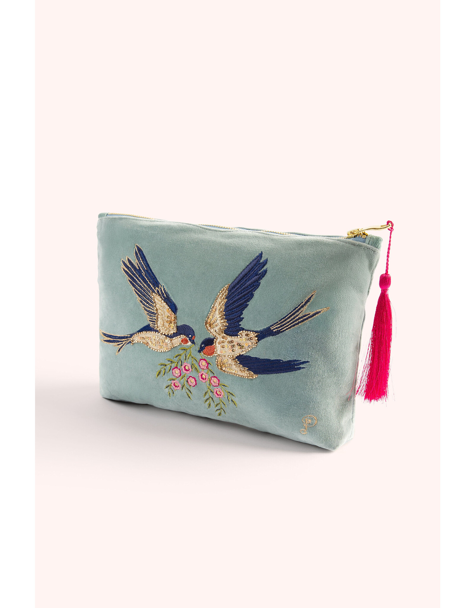 Powder Design Velvet Zip Pouch - Swooping Swallow