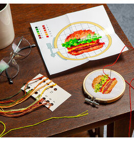 Mini Cross-Stitch Embroidery Kit - Burger