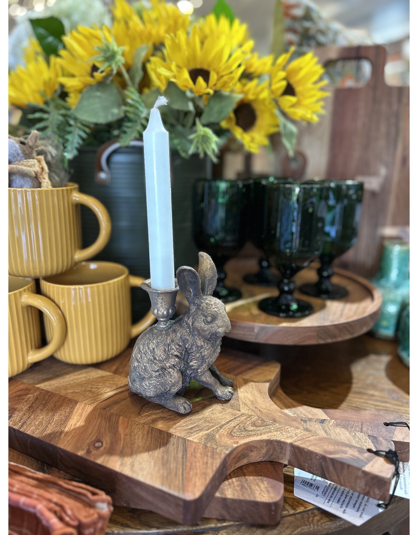 Resin Rabbit Taper Candle Holder