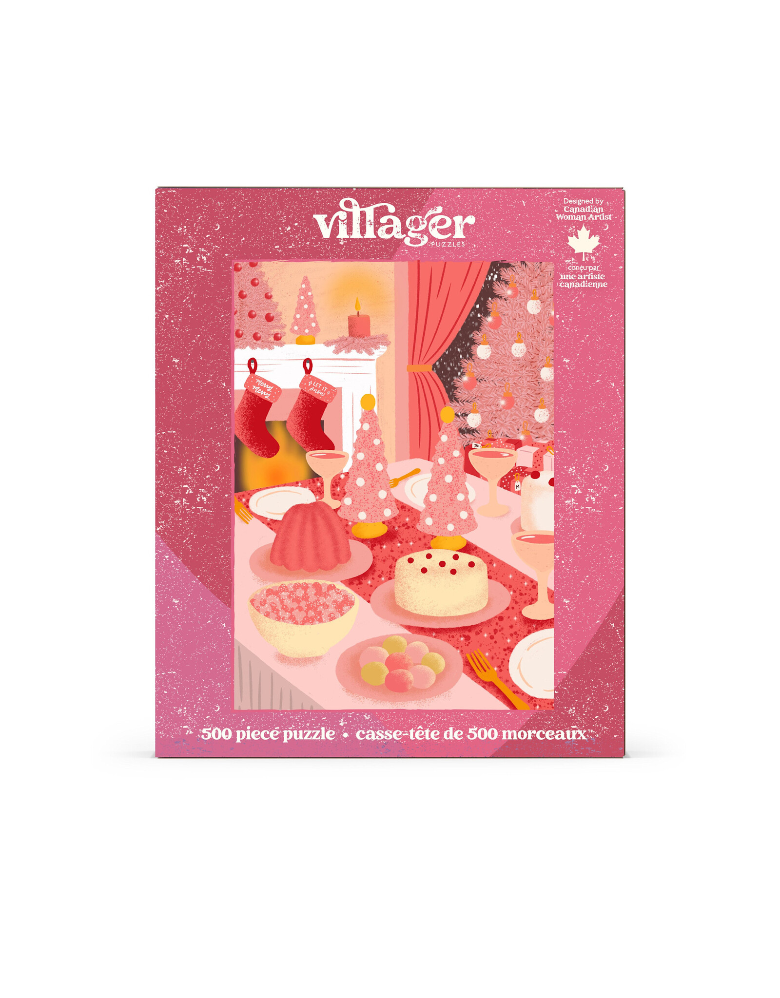 Villager Puzzles Pink Christmas 500 Piece Puzzle