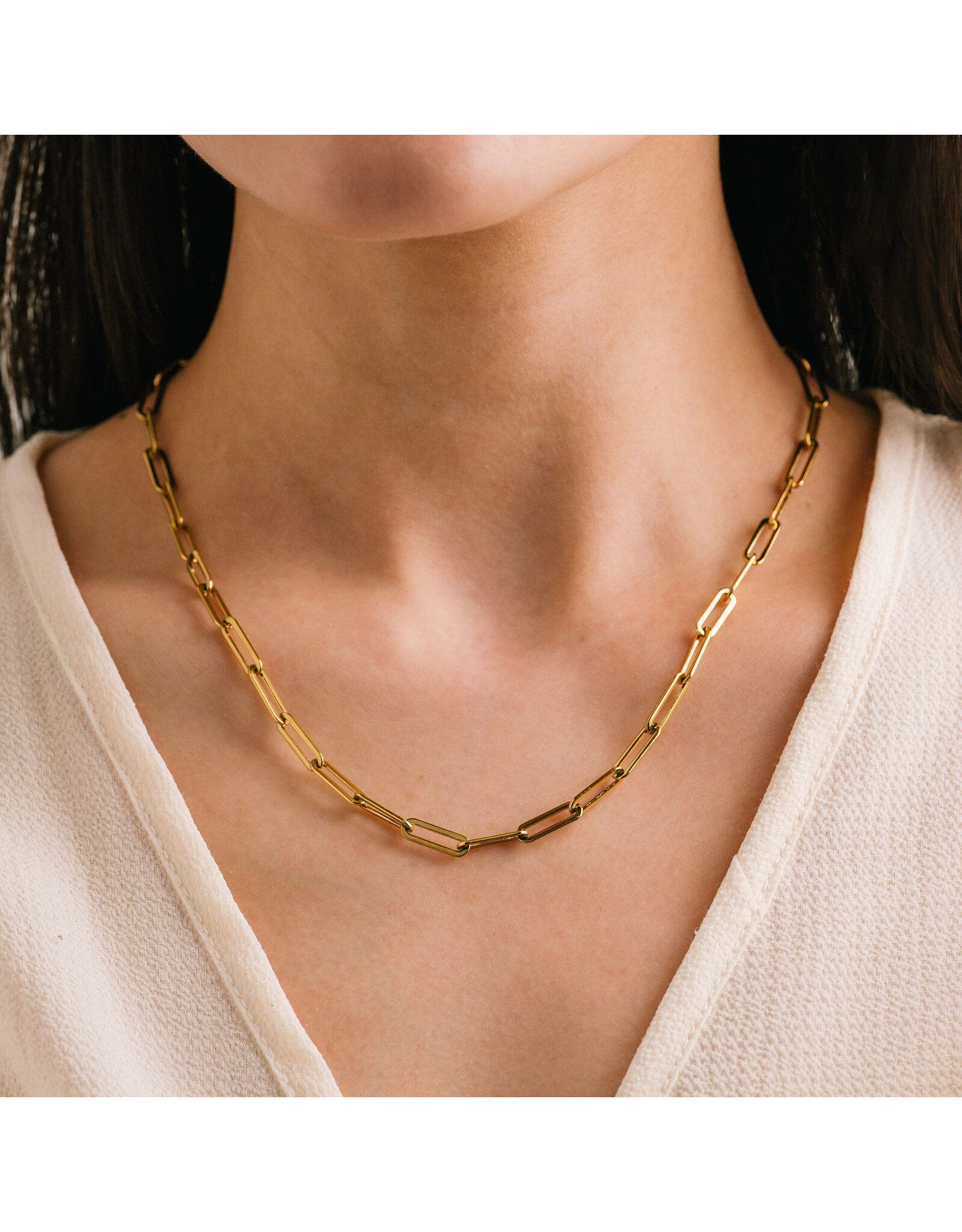 Bold Paperclip Necklace - Gold
