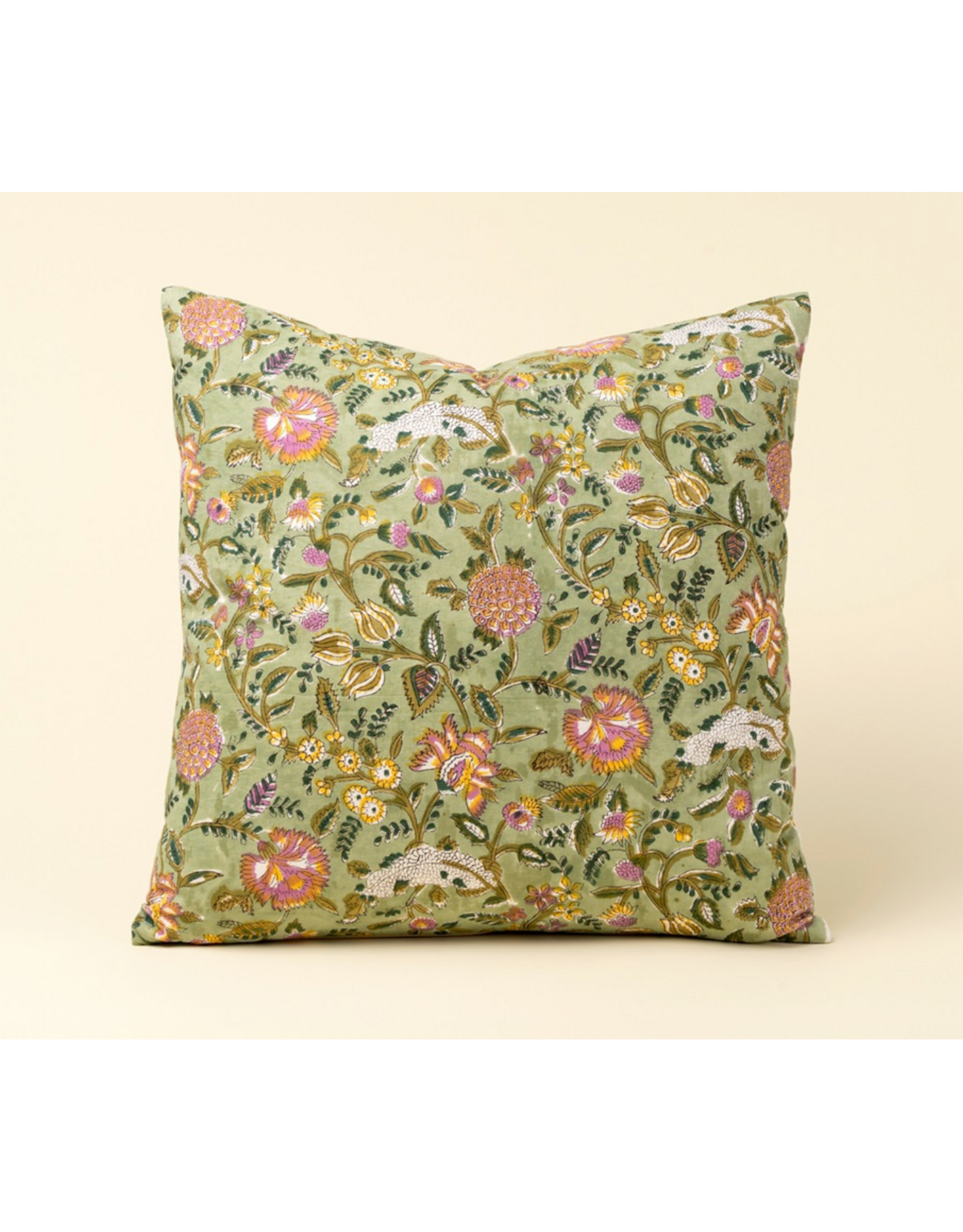 Block Print Pillow, Green - 20x20
