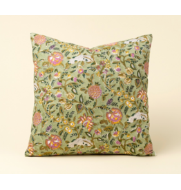 Block Print Pillow, Green - 20x20