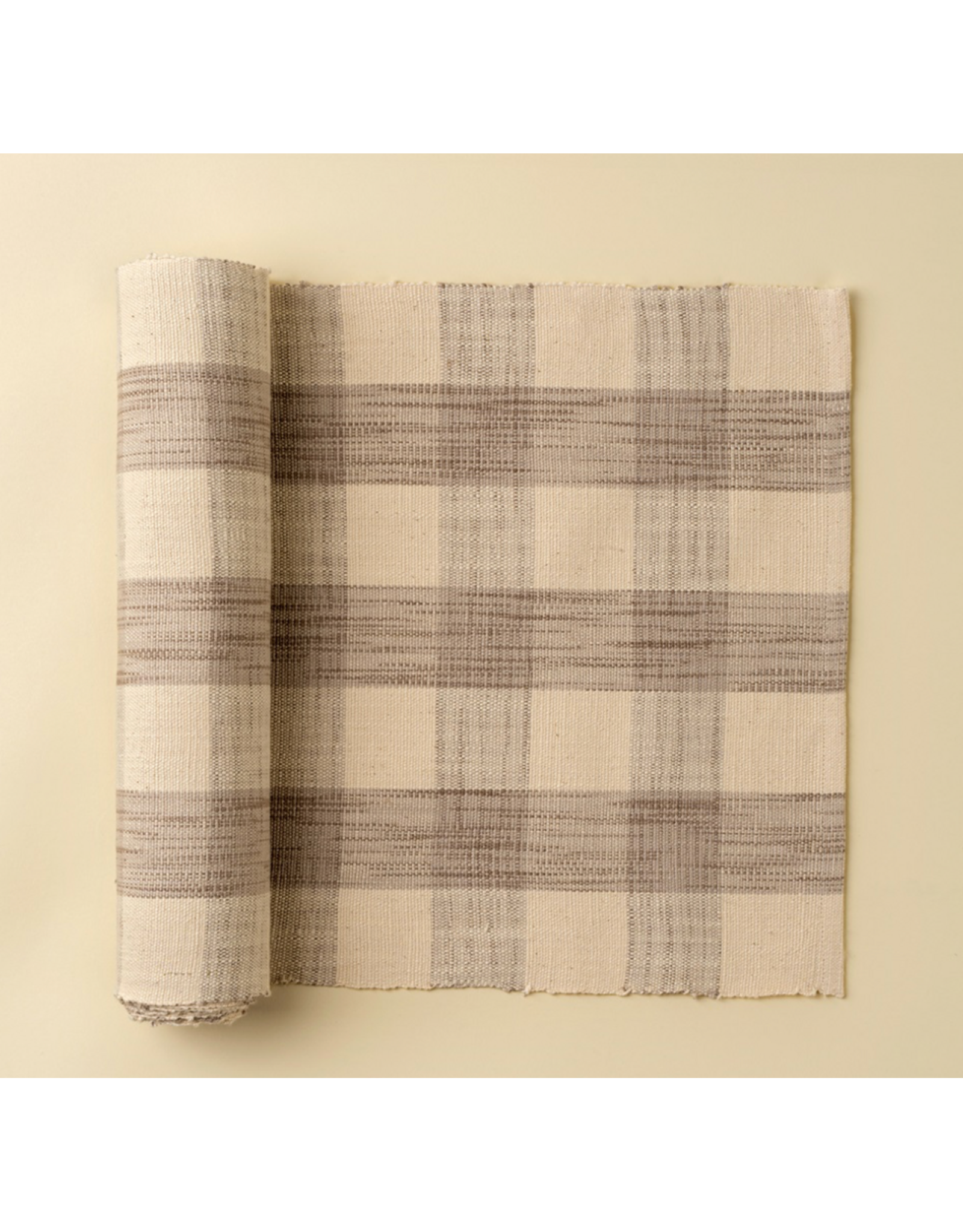 Grace Gingham Table Runner - Stone - 108"L