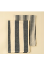 Hampton Stripe Tea Towels S/2, Slate Grey