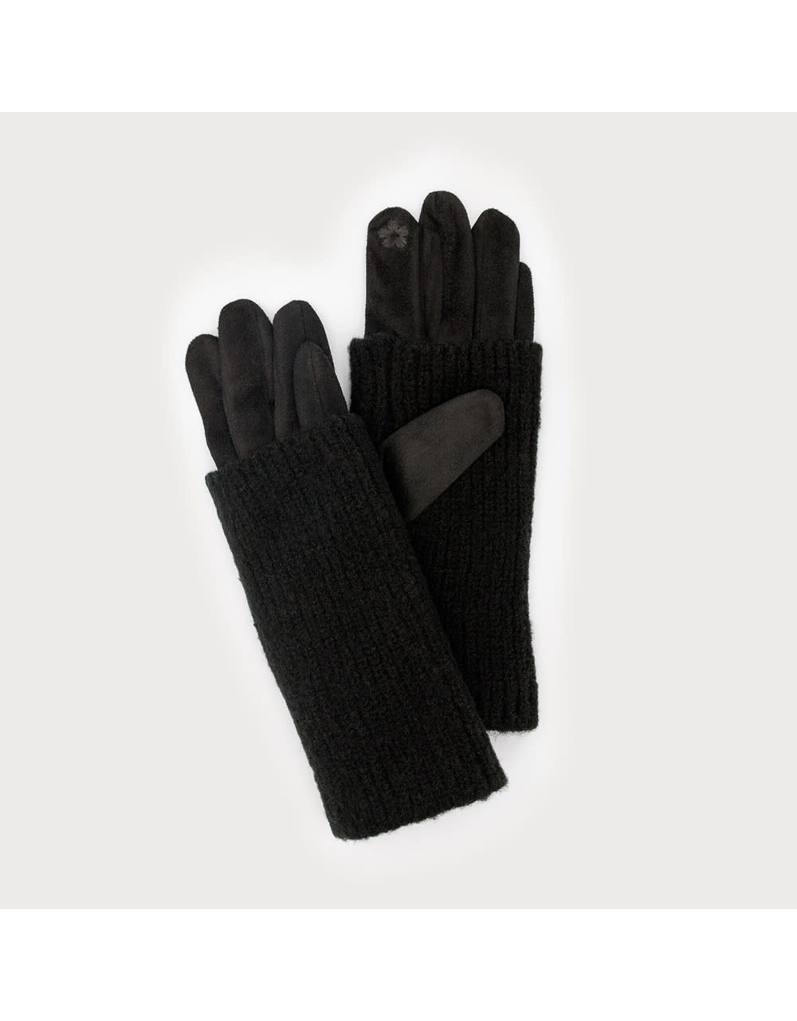 Ribbed Wrist-Warmer Faux Suede Gloves -