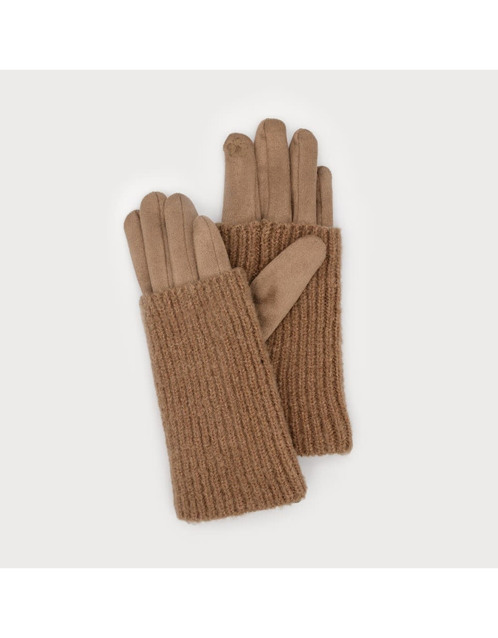 Ribbed Wrist-Warmer Faux Suede Gloves -