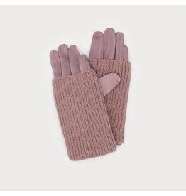 Ribbed Wrist-Warmer Faux Suede Gloves -