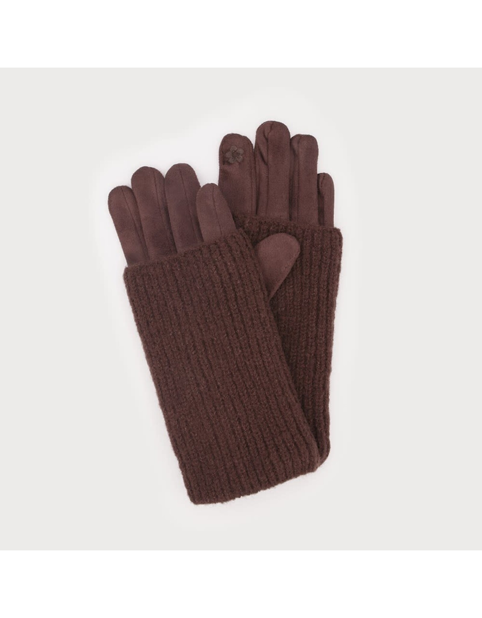 Ribbed Wrist-Warmer Faux Suede Gloves -