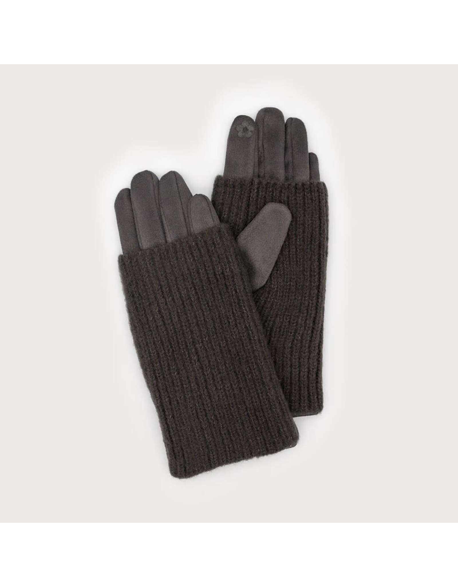 Ribbed Wrist-Warmer Faux Suede Gloves -