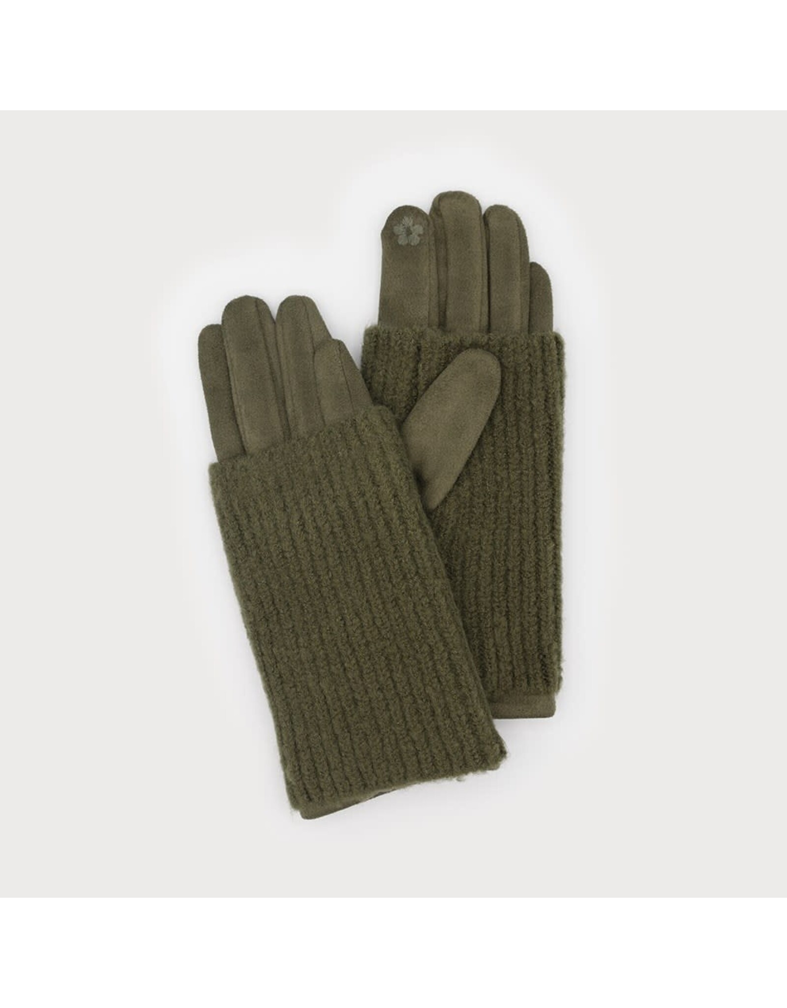 Ribbed Wrist-Warmer Faux Suede Gloves -