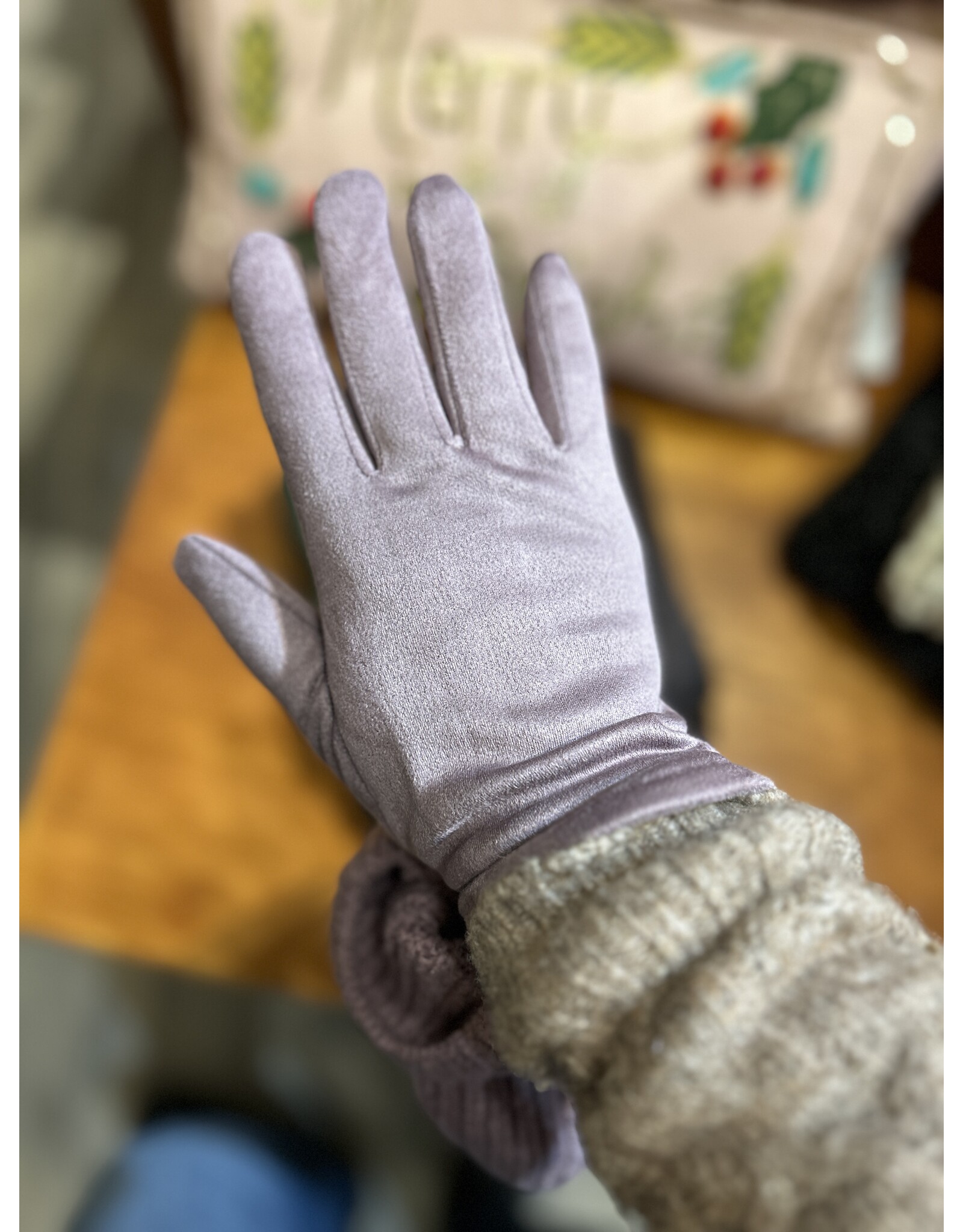 Ribbed Wrist-Warmer Faux Suede Gloves -