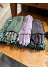 Ribbed Wrist-Warmer Faux Suede Gloves -