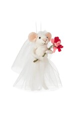 Bride Mouse Ornament with Flowers
