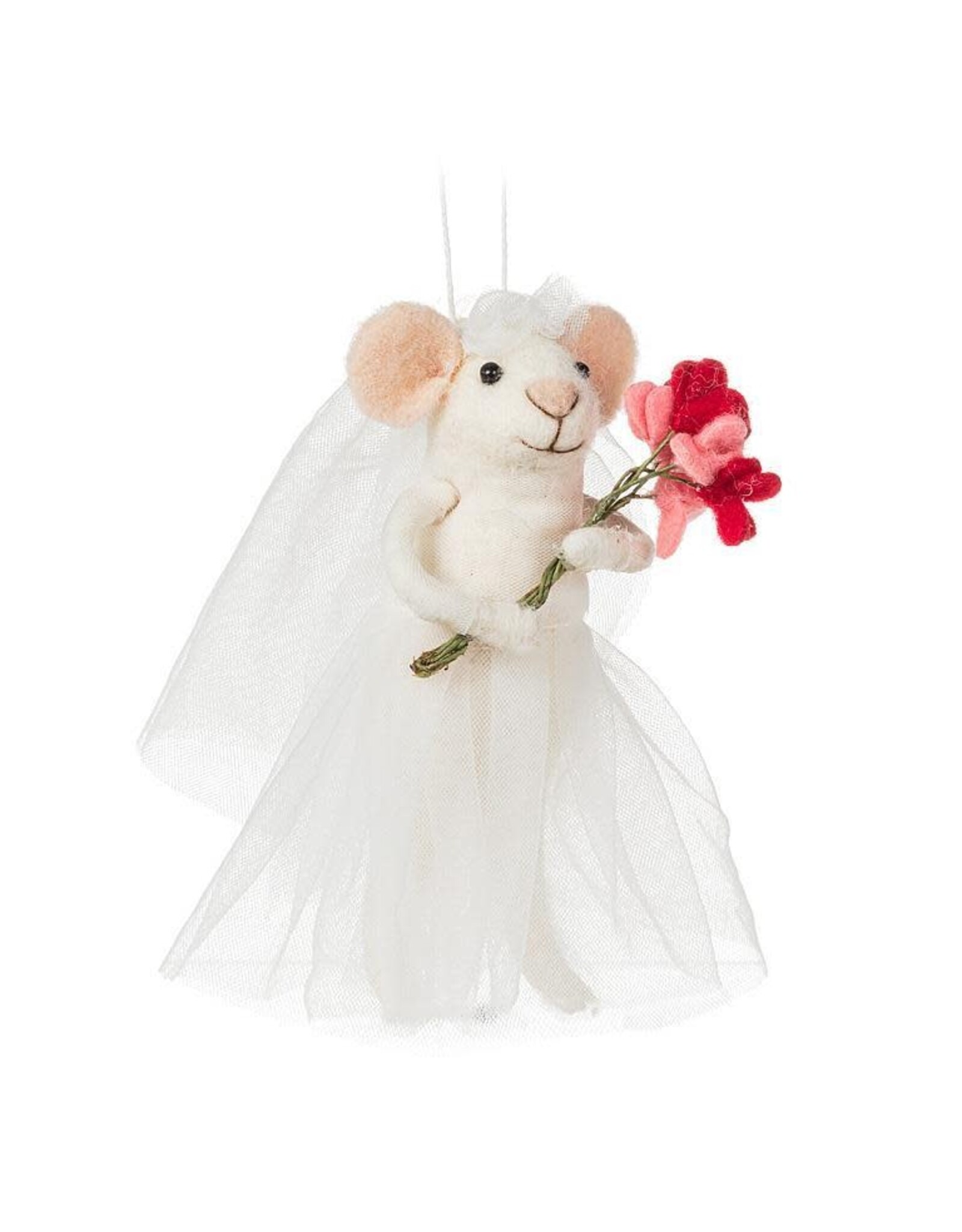 Bride Mouse Ornament with Flowers