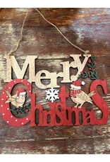 Merry Christmas Hanger - Natural&Red