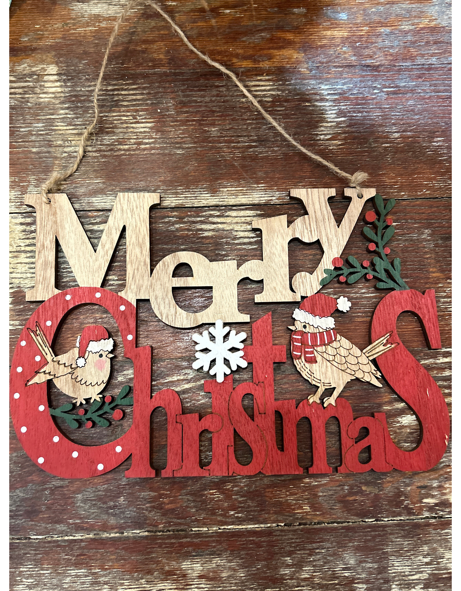 Merry Christmas Hanger - Natural&Red