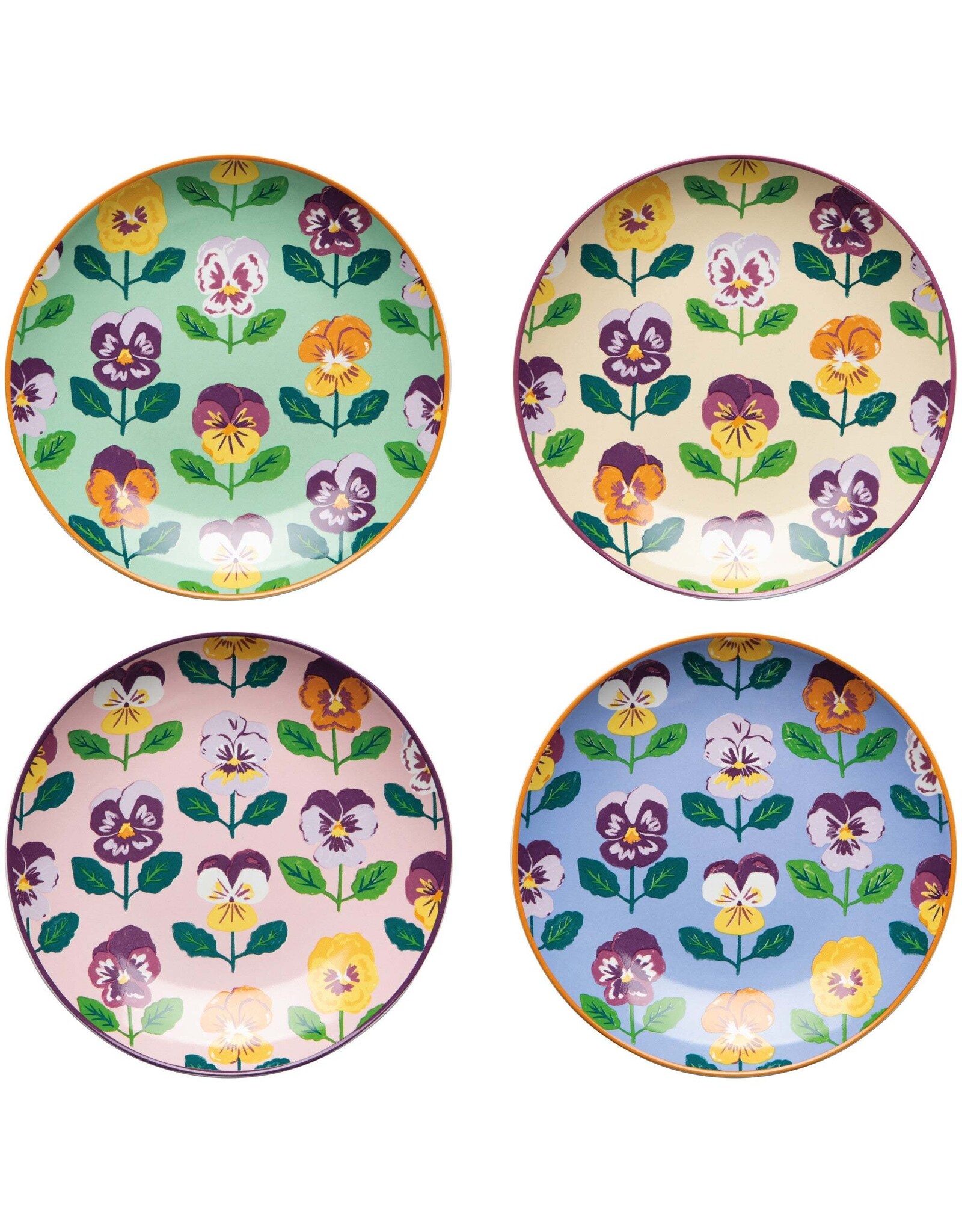 Pansy Appetizer Plates Set/4 Assorted