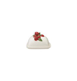 Stoneware Butter Dish - Raspberry Handle