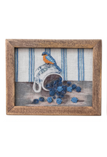 Wood Framed Bird Embroidered Wall Decor