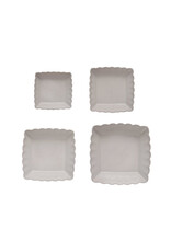 White Stoneware Scalloped Serving Dishes -