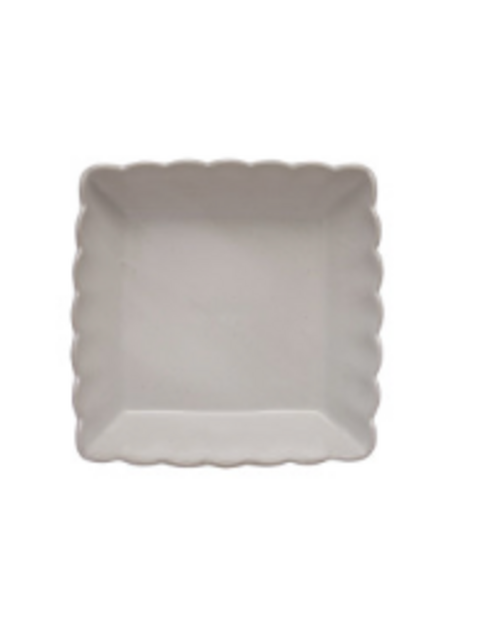 White Stoneware Scalloped Serving Dishes -