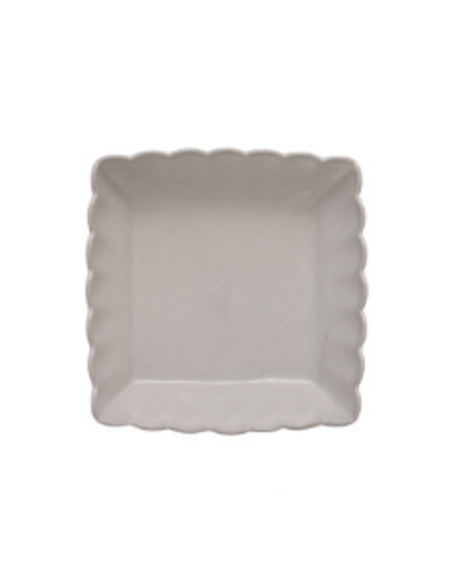 White Stoneware Scalloped Serving Dishes -