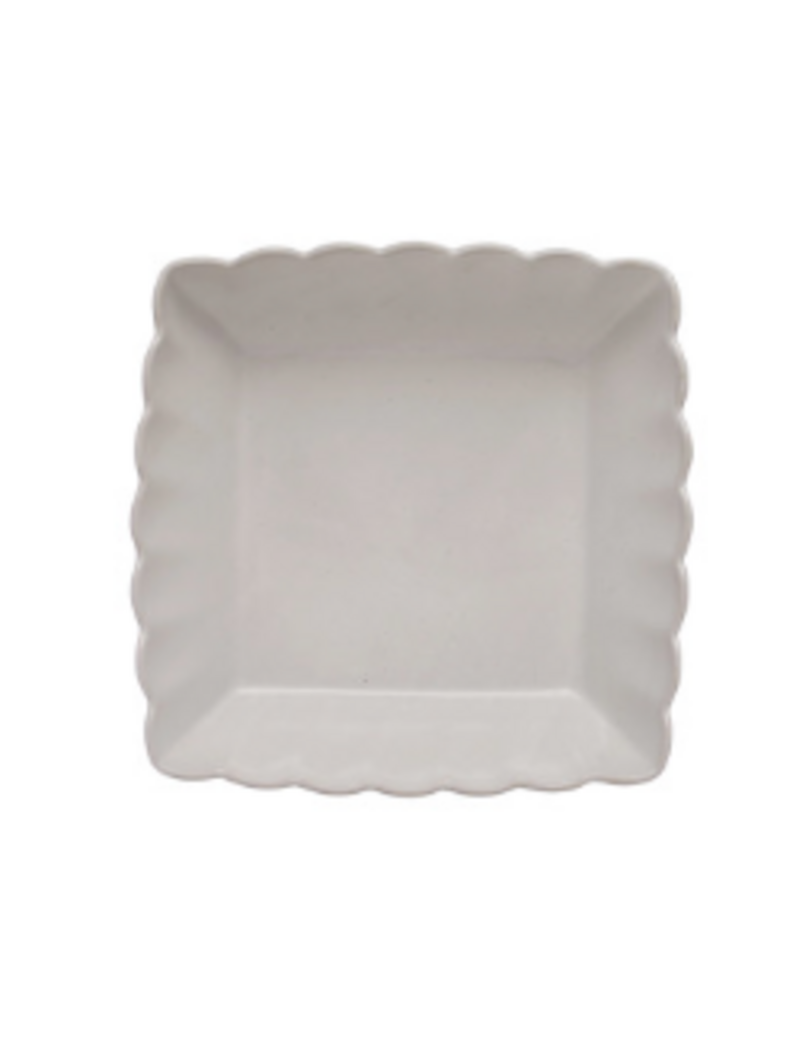 White Stoneware Scalloped Serving Dishes -