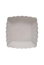 White Stoneware Scalloped Serving Dishes -