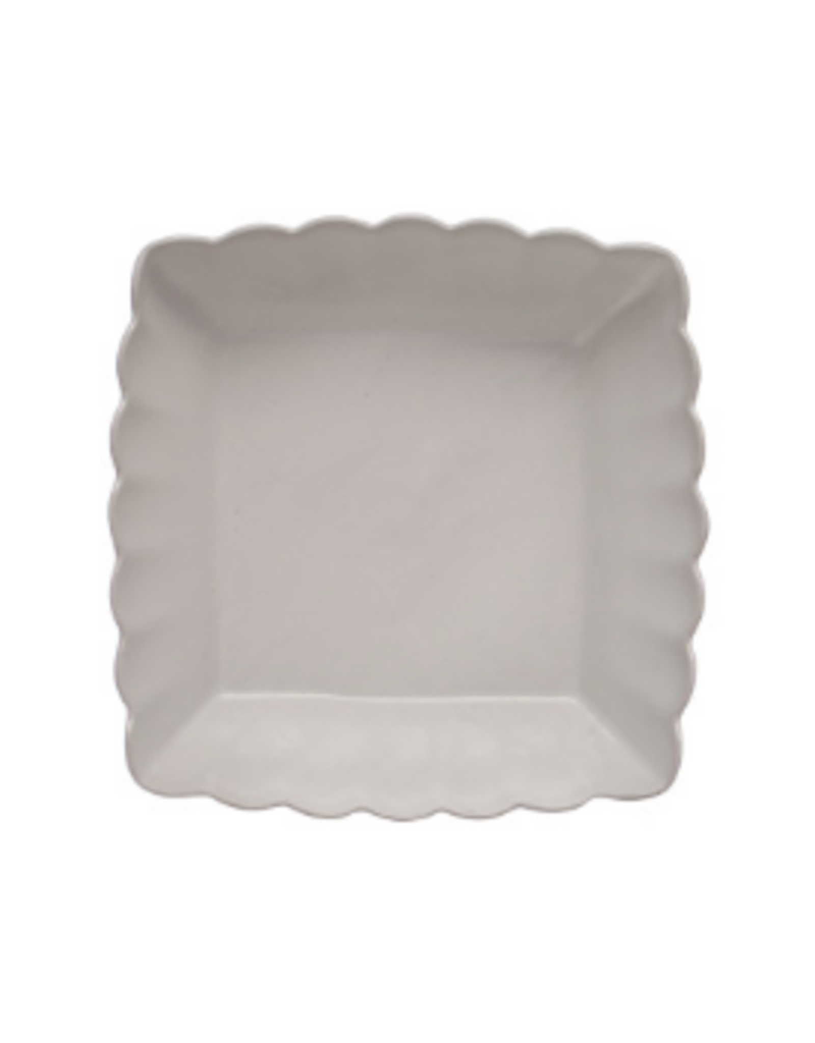 White Stoneware Scalloped Serving Dishes -