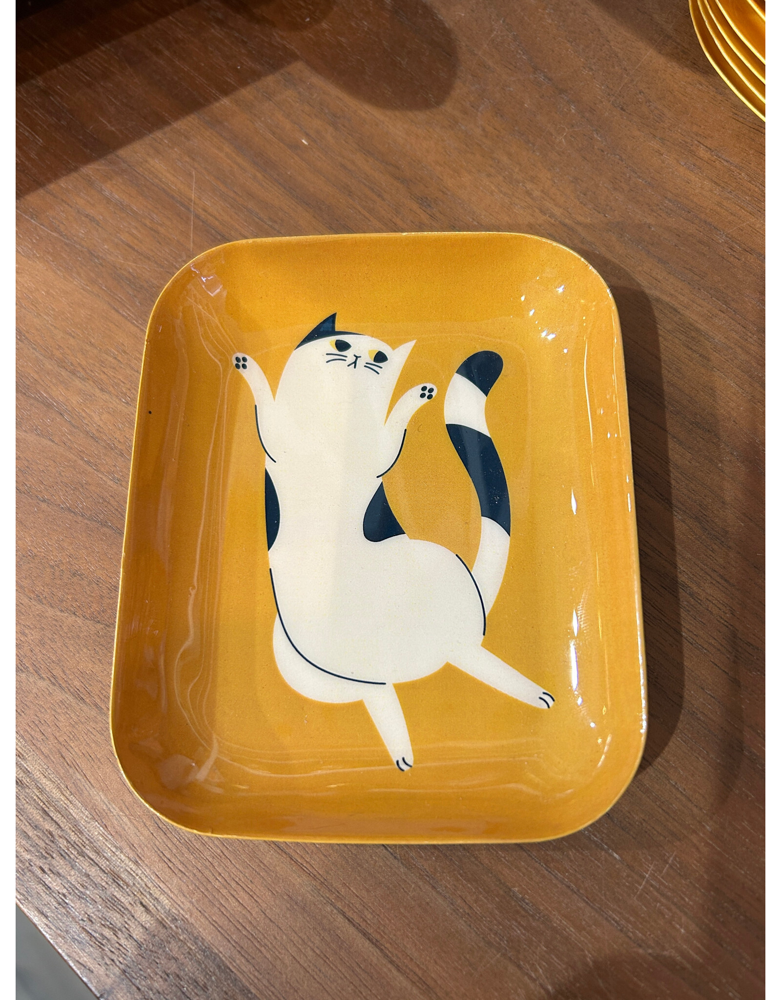 Dancing Cat Decorative Enameled Tray