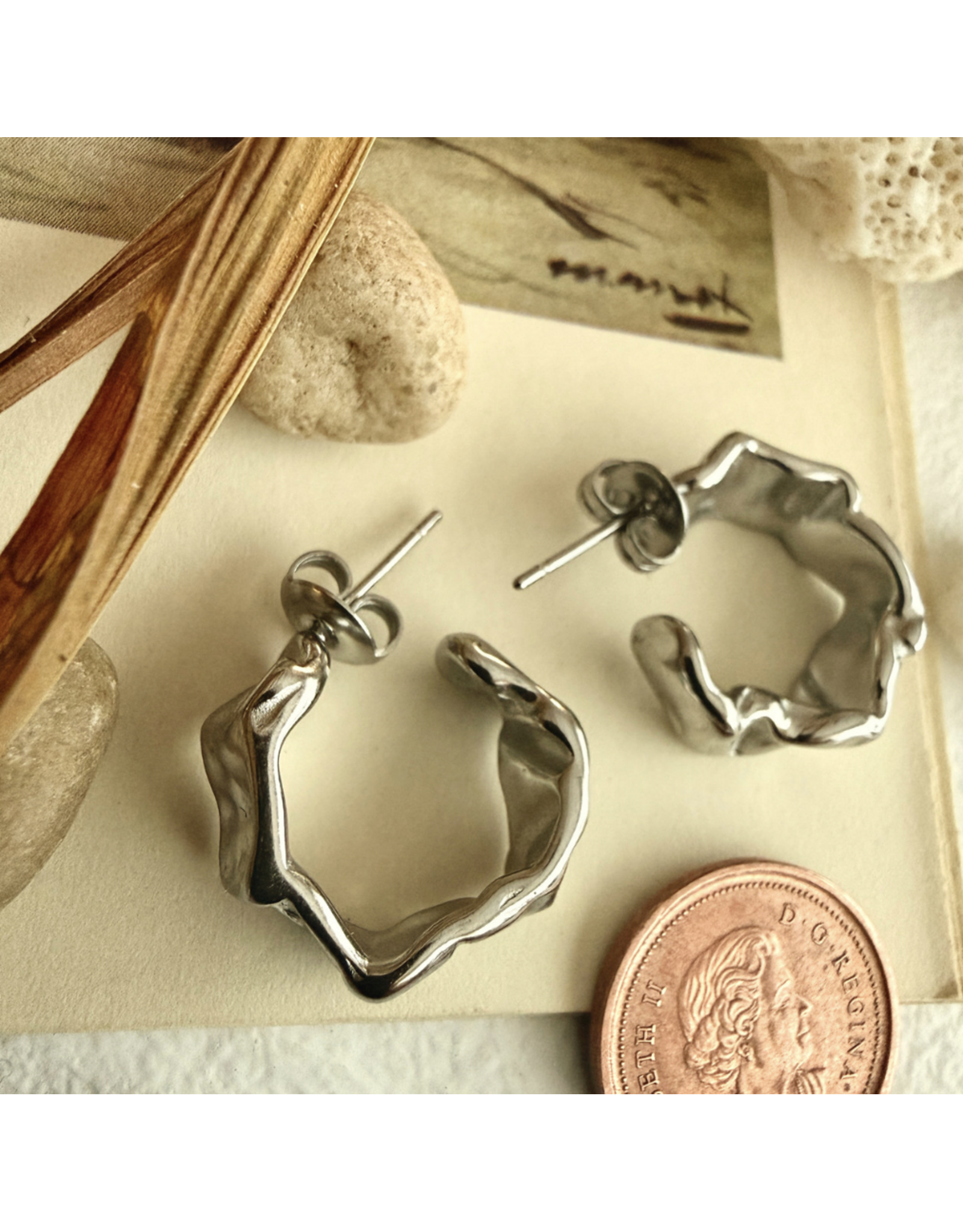 Pika & Bear Christo Textured Hoop Earrings