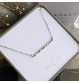 Pika & Bear Stonewall Rainbow Crystal Bar Necklace